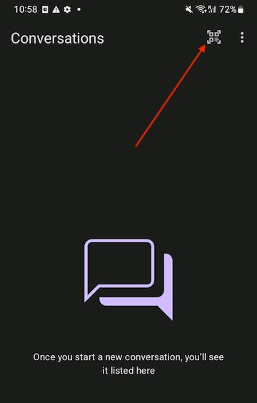 On main screen click qr code icon top-right corner.